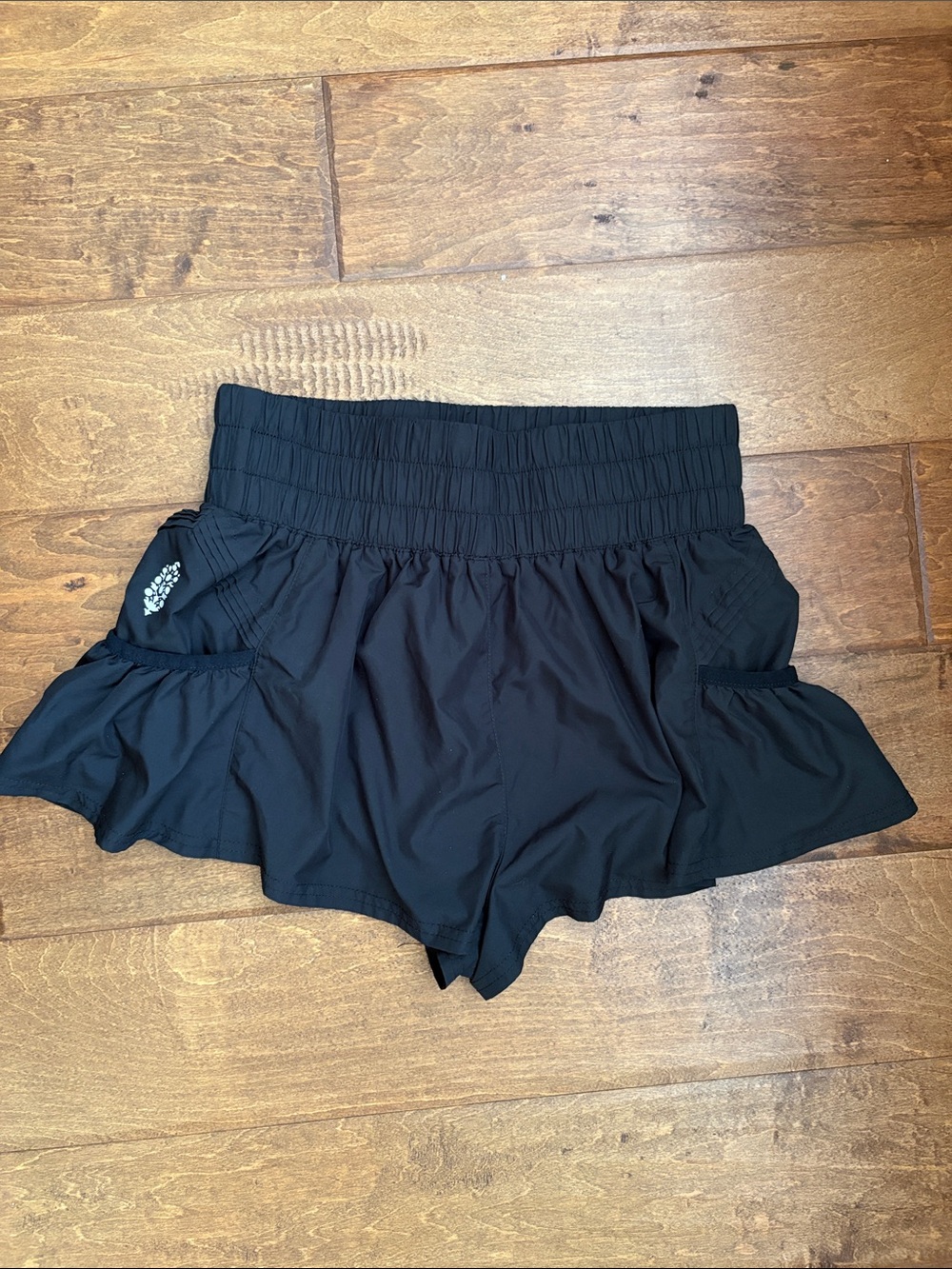 FP Movement by Free People Black Ruffle Hem Athletic Shorts